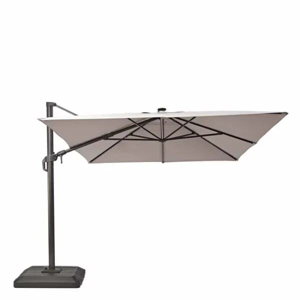 Parasol déporté NATERIAL Sonora led taupe rectangulaire, L.391 x l.282 cm