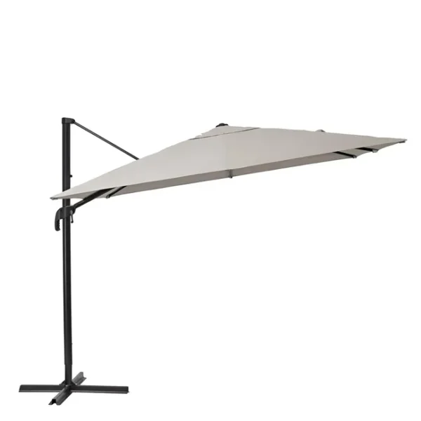 Parasol déporté NATERIAL Aura taupe carré, L.286 x l.286 cm
