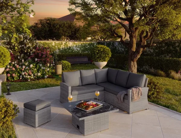 Salon de jardin gris Davos, 6 personnes