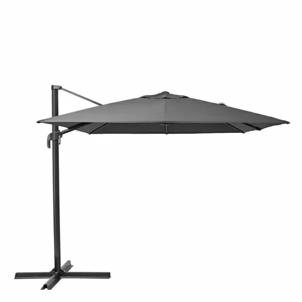 Parasol déporté NATERIAL Aura anthracite rectangulaire, L.386 x l.281 cm
